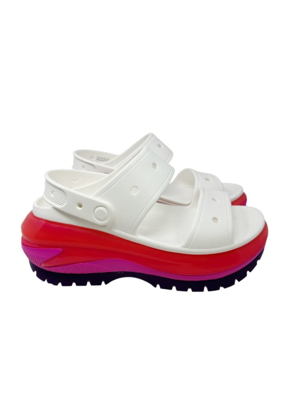 Crocs Classic Mega Crush Sandal White Red Purple Women’s Size 9 Platform Rare